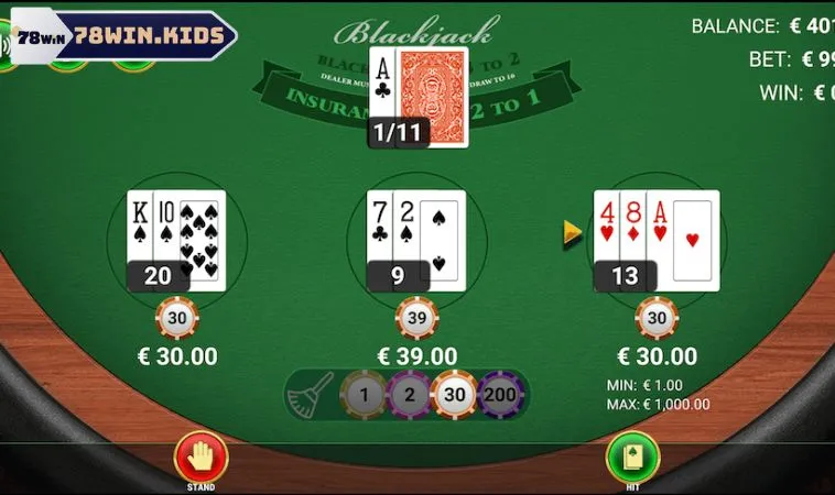 Dễ dàng tham gia đánh Blackjack tại 78win